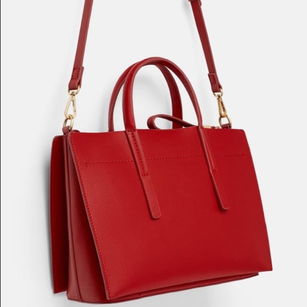 ZARA CITY MIDI RED BAG VEGAN LEATHER BRAND NEW WITH TAGS